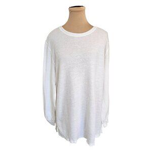 We the Free White Long Sleeve Distressed Bottom Hem Blouse Sz XS